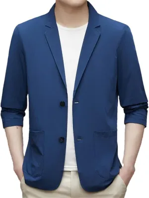 Ultra Thin Ice Silk Suit Jacket Summer Men Blazer Breathable Stretch Casual Suit Plus Size Lightweight Blazers