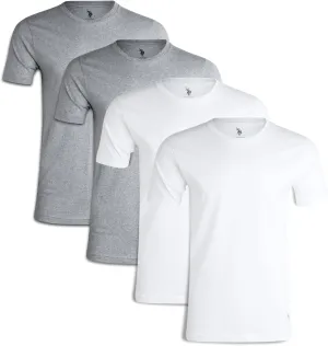U.S. Polo Assn. Men's Undershirt - 4 Pack Lightweight 100% Cotton Classic Crewneck T-Shirts for Men (Sizes: S-XL)