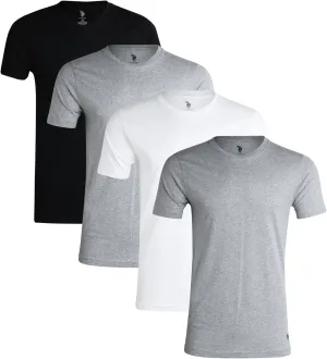 U.S. Polo Assn. Men's Undershirt - 4 Pack Lightweight 100% Cotton Classic Crewneck T-Shirts for Men (Sizes: S-XL)