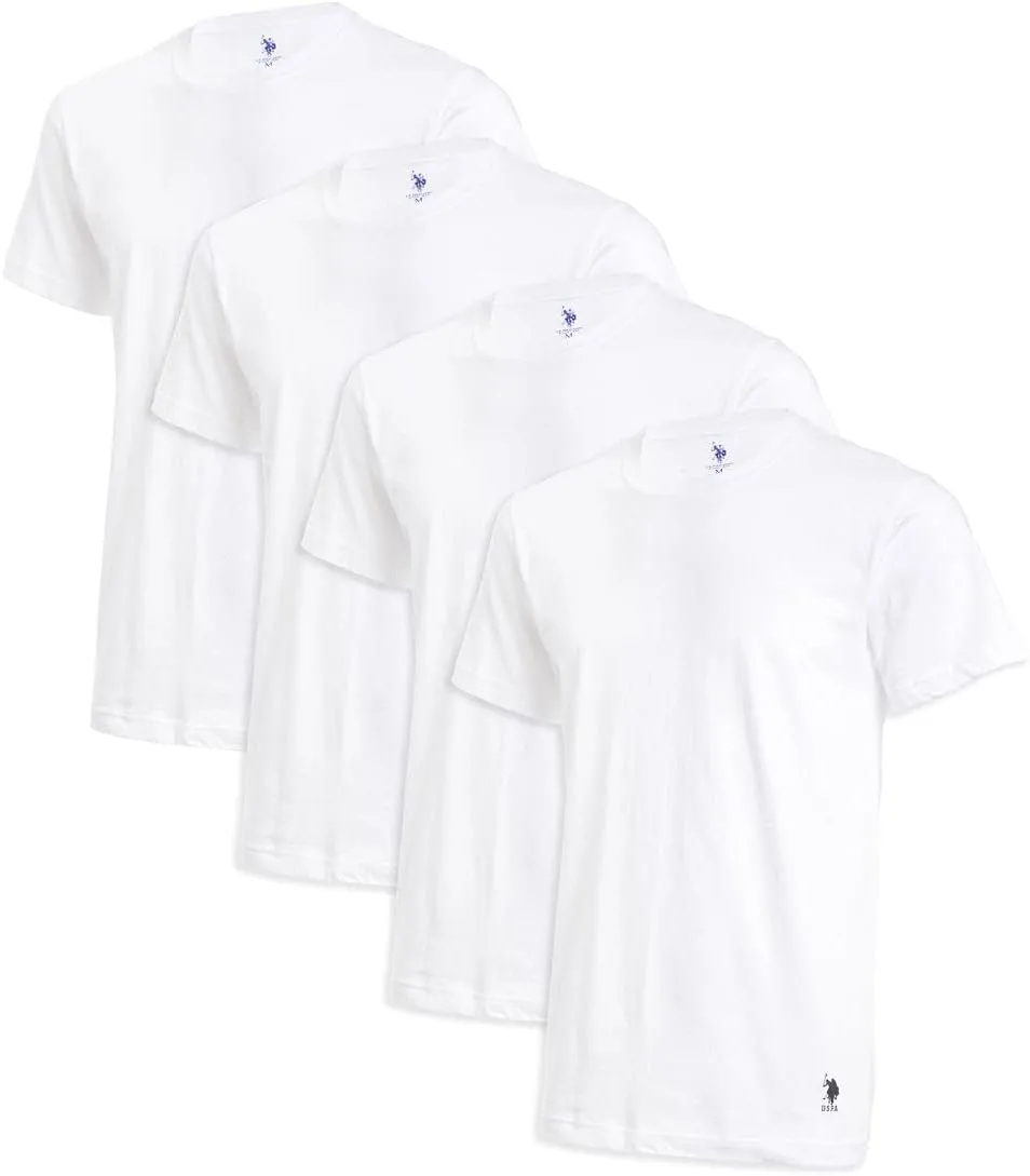 U.S. Polo Assn. Men's Undershirt - 4 Pack Lightweight 100% Cotton Classic Crewneck T-Shirts for Men (Sizes: S-XL)