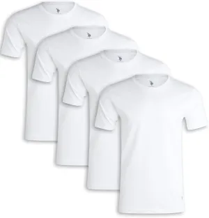 U.S. Polo Assn. Men's Undershirt - 4 Pack Lightweight 100% Cotton Classic Crewneck T-Shirts for Men (Sizes: S-XL)