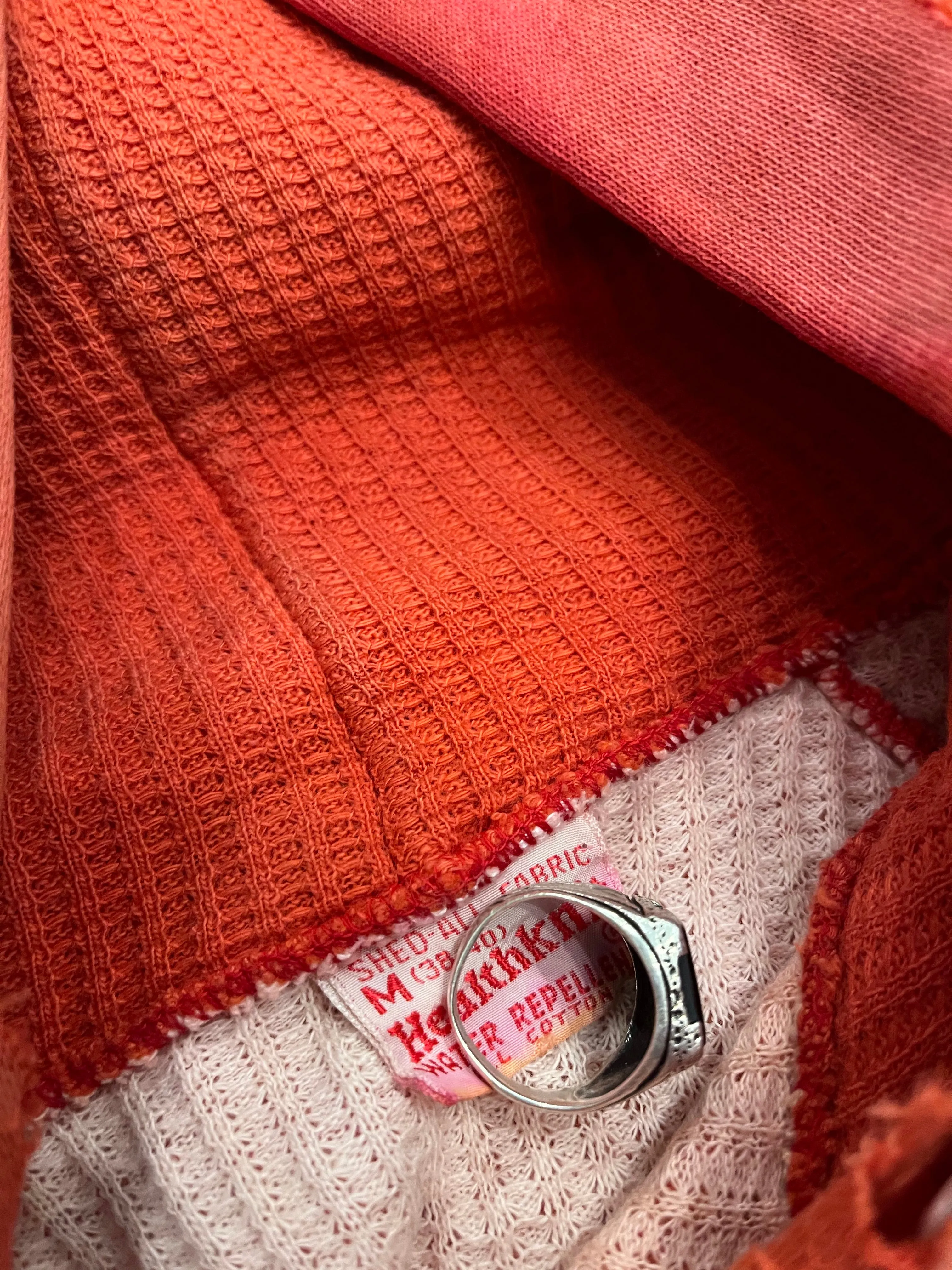 Vintage 1950s Healthknit Sunfaded Red Thermal-Lined Hooded Sweatshirt