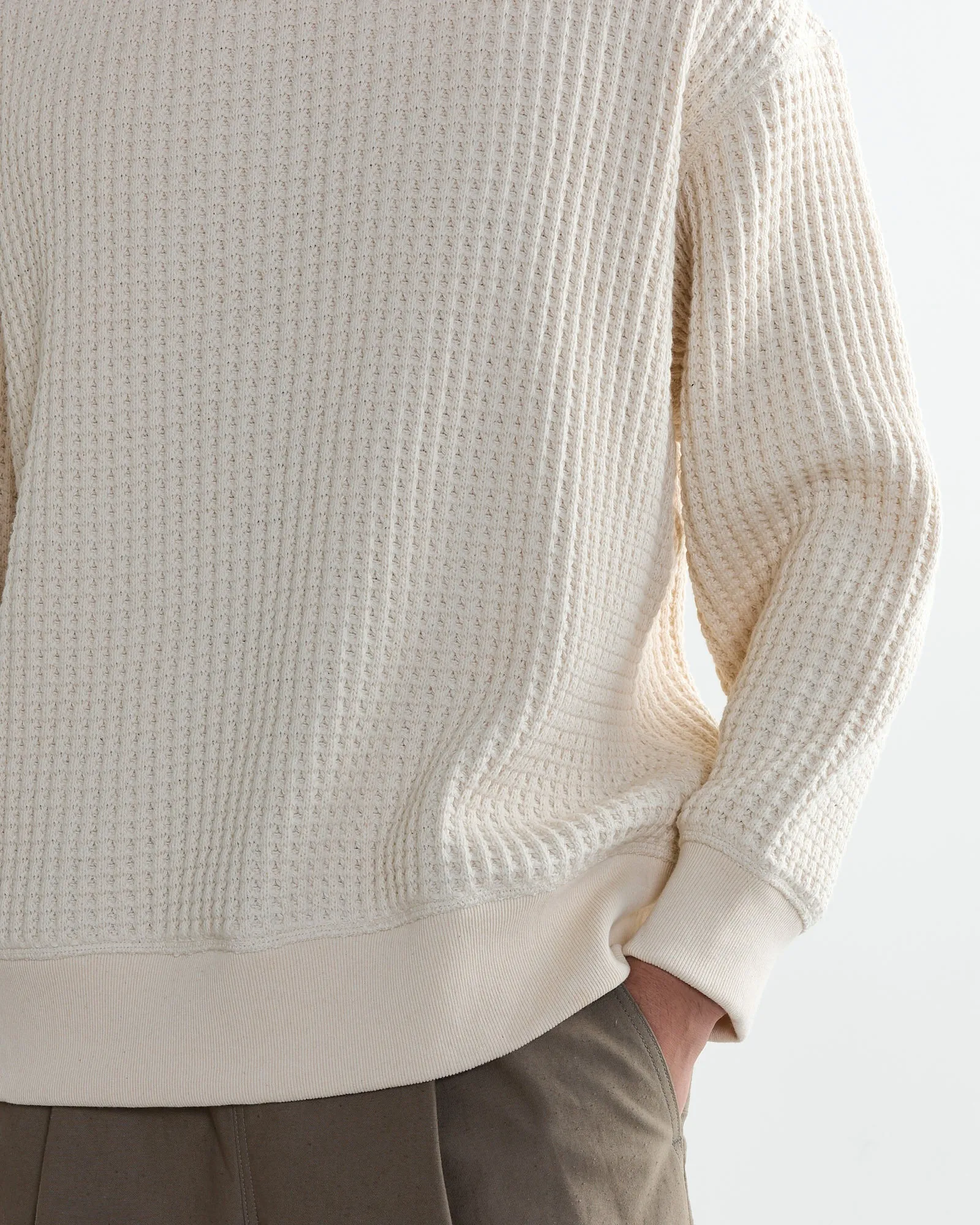 Waffle Crewneck in Ivory