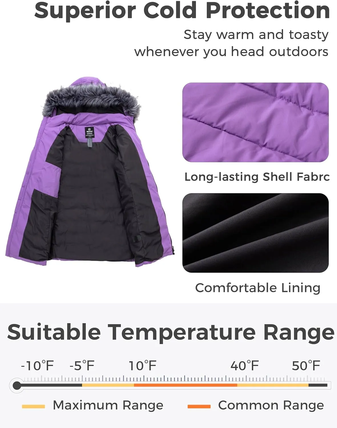 wantdo Women's Plus Size Winter Coats Warm Long Puffer Coat Quilted Parka Jacket with Removable Fur Hood