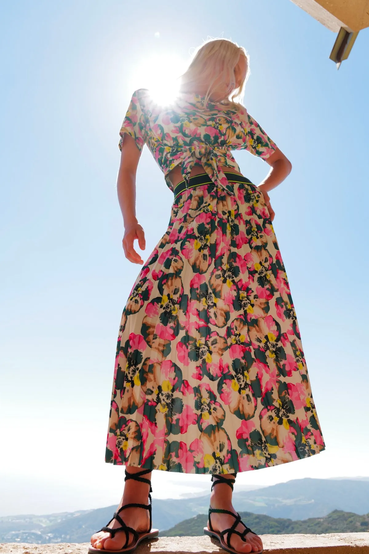 Warhol Floral Pleated Skirt