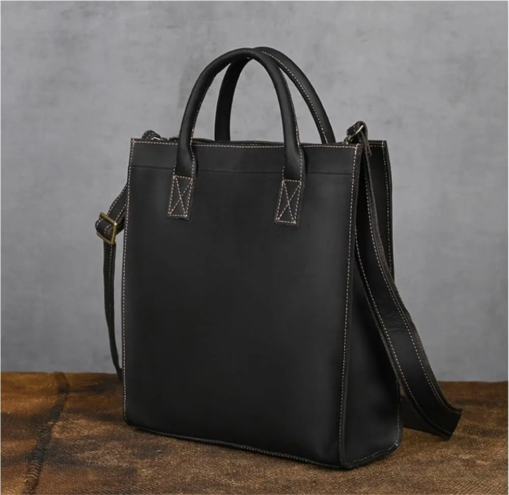 Waterproof Leather Business Travel Bag Men Vintage Messenger Briefcase Vacation Office Hand Carry on Commuter