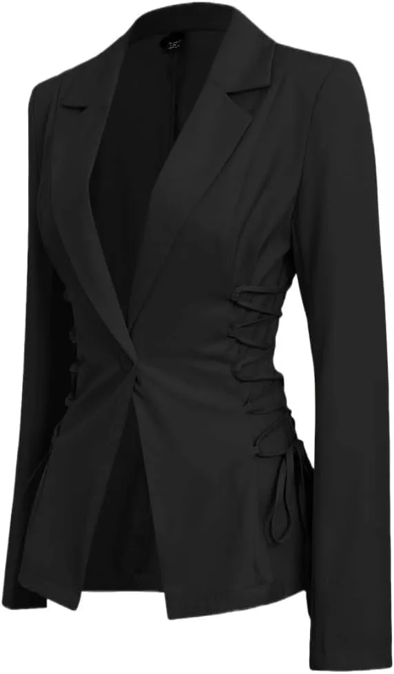 womens blazers dressy casual Lace Up Side Solid Blazer