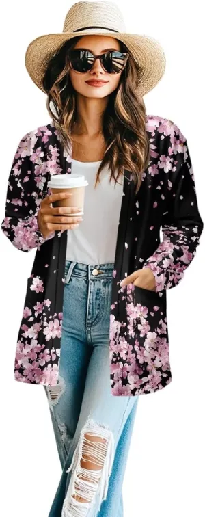 Womens Cardigans Lightweight Open Front Cardigans Soft Long Sleeve Outwear Casual Loose Jacket Coat Fall Outfits