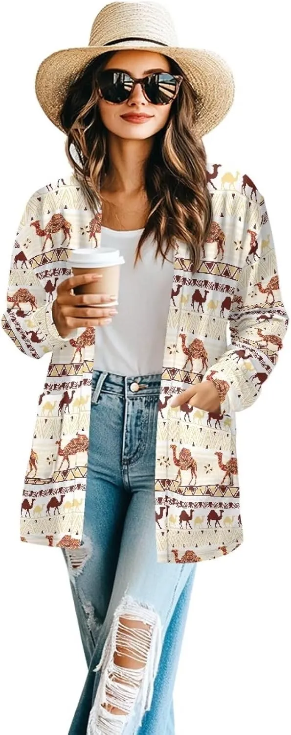 Womens Cardigans Lightweight Open Front Cardigans Soft Long Sleeve Outwear Casual Loose Jacket Coat Fall Outfits