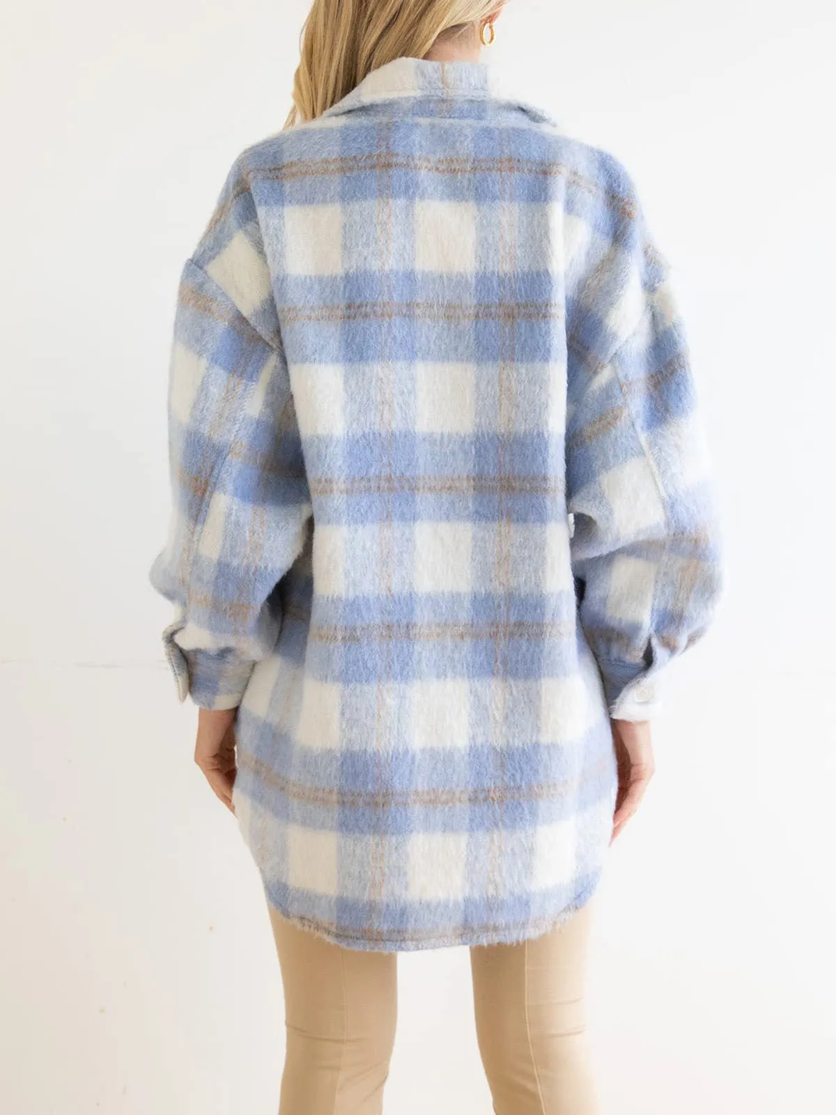 Women's Coats Plaid Plush Single Breasted Wool Thick Coat