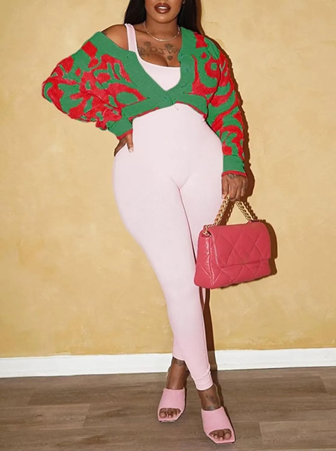 Womens Cute Button Up Cardigans Long Sleeve Open Front Cable Knit Color Block Short Cardigans Sweaters Outerwear Coats