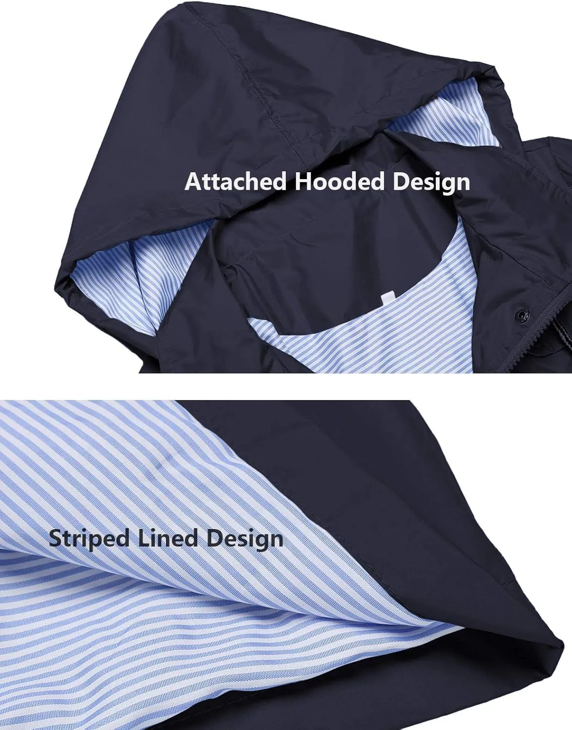 Women's Raincoats Windbreaker Rain Jacket Waterproof Lightweight Outdoor Hooded Trench Coats S-XXL