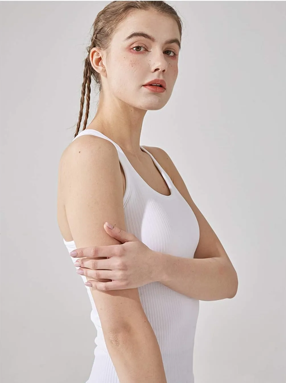Yoga Racerback Tank Top for Women with Built in Bra,Women's Padded Sports Bra Fitness Workout Running Shirts