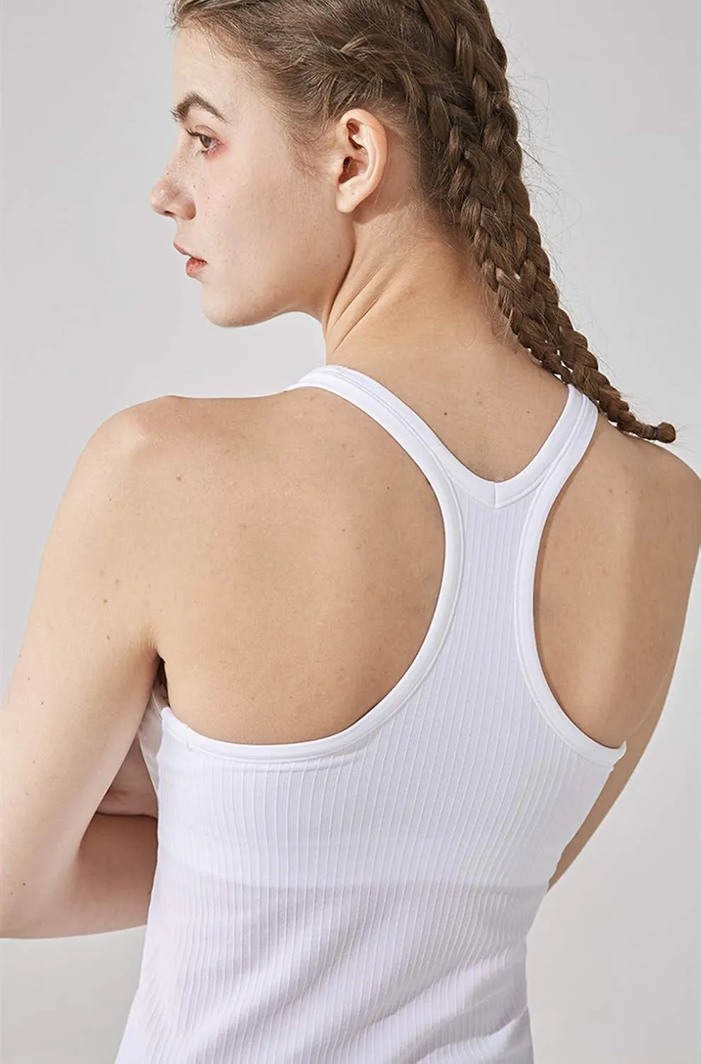 Yoga Racerback Tank Top for Women with Built in Bra,Women's Padded Sports Bra Fitness Workout Running Shirts