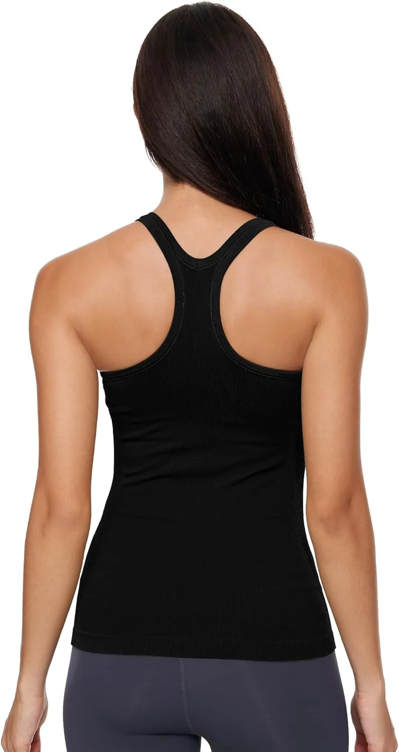 Yoga Racerback Tank Top for Women with Built in Bra,Women's Padded Sports Bra Fitness Workout Running Shirts